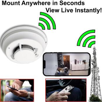 4G LTE All-in-One Battery Powered Commercial Grade Smoke Detector Spy Camera